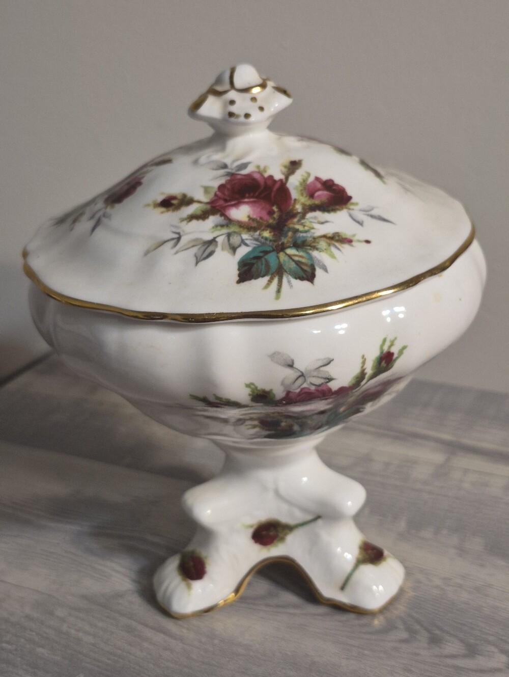 Vintage Hammersley Fine Bone China Floral Lidded Dish